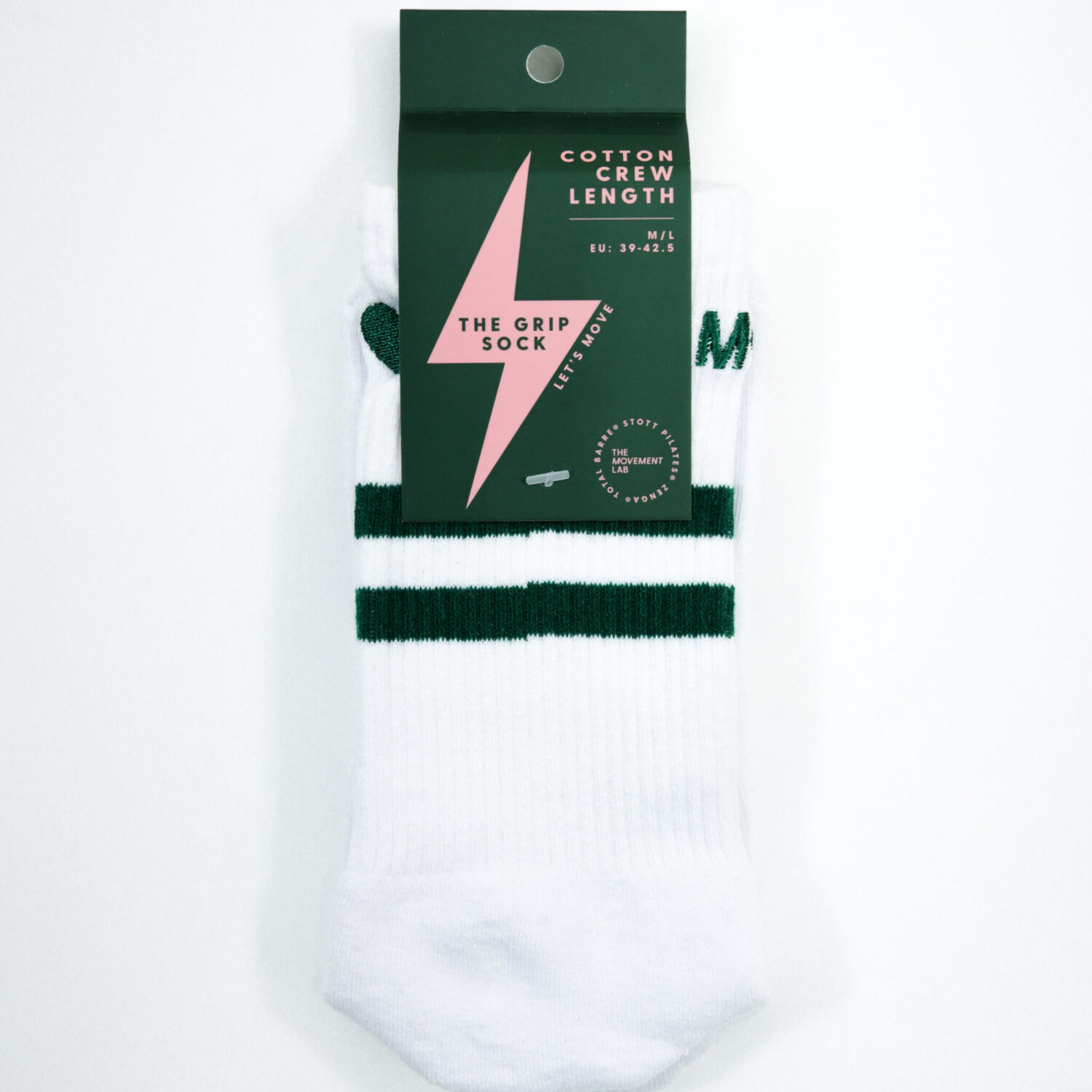 Alternative view of Green Stripe Crew Length Grip Socks