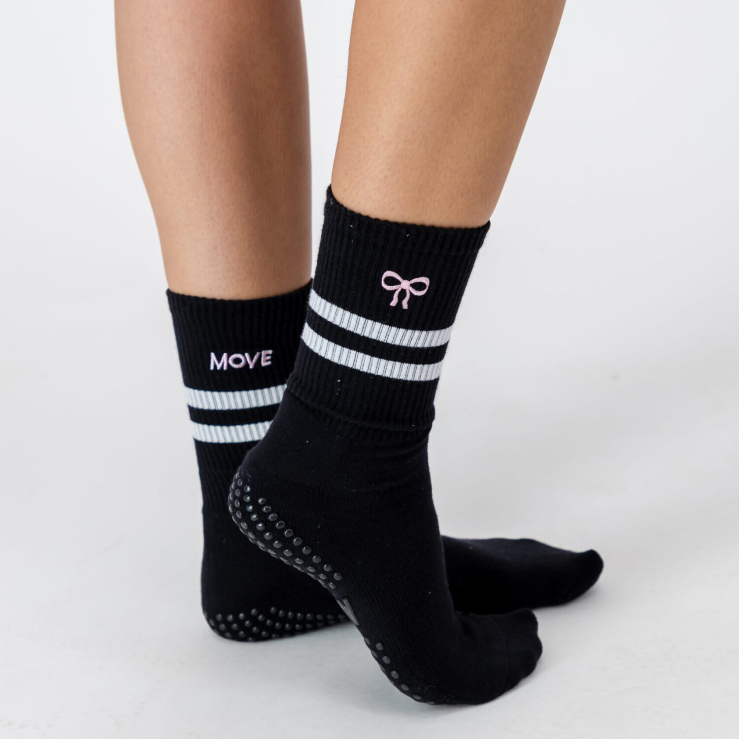 Black Crew Length Grip Socks
