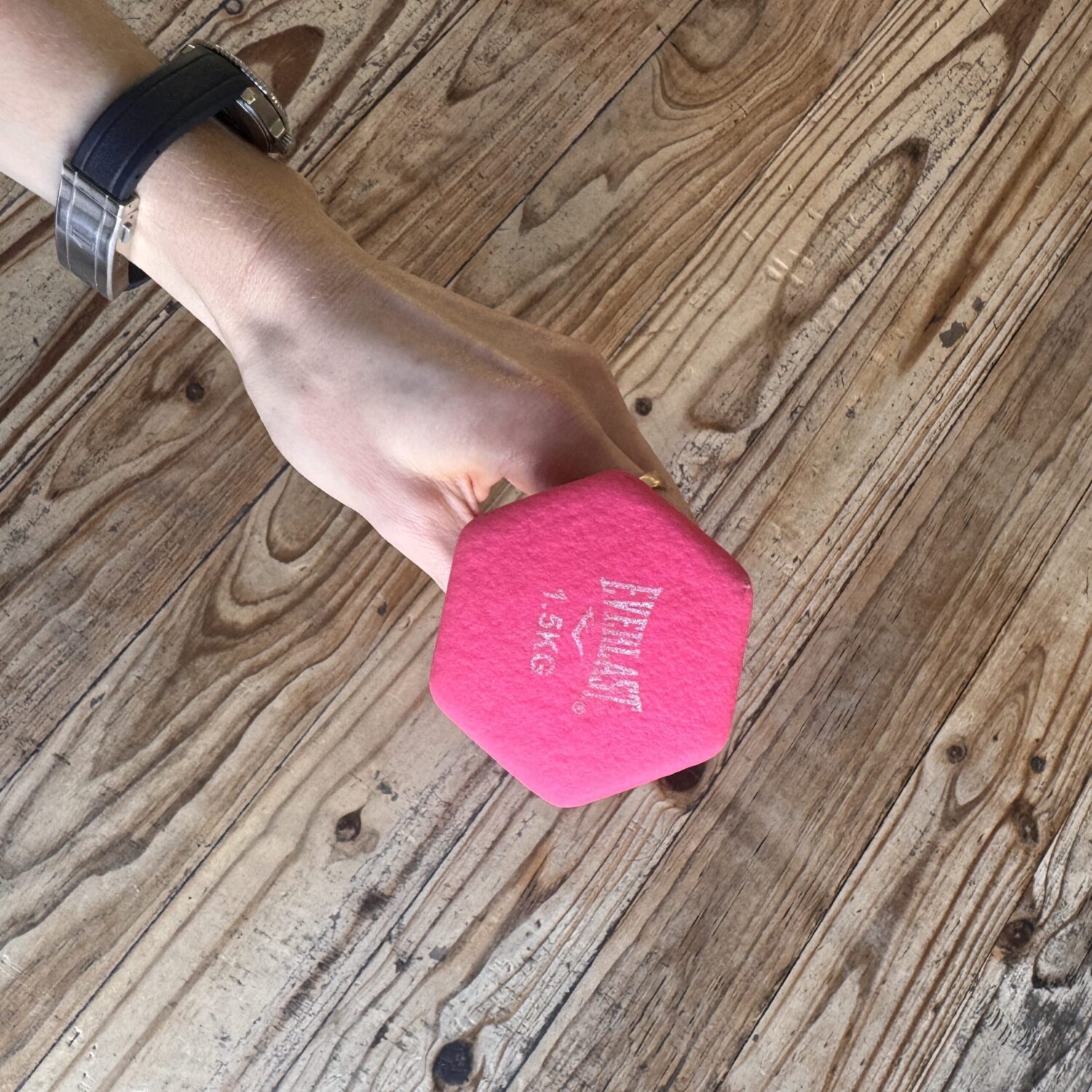 Alternative view of Pink 1.5kg Dumbbell (Claremont collection)