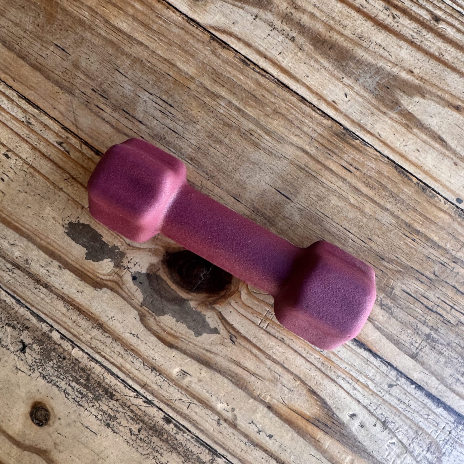 Alternative view of Maroon 1kg Dumbbell (Sea Point collection)
