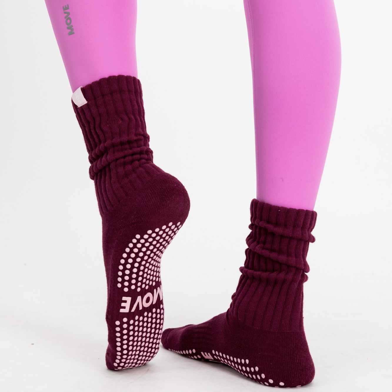 Alternative view of Burgundy Scrunch Grip Socks